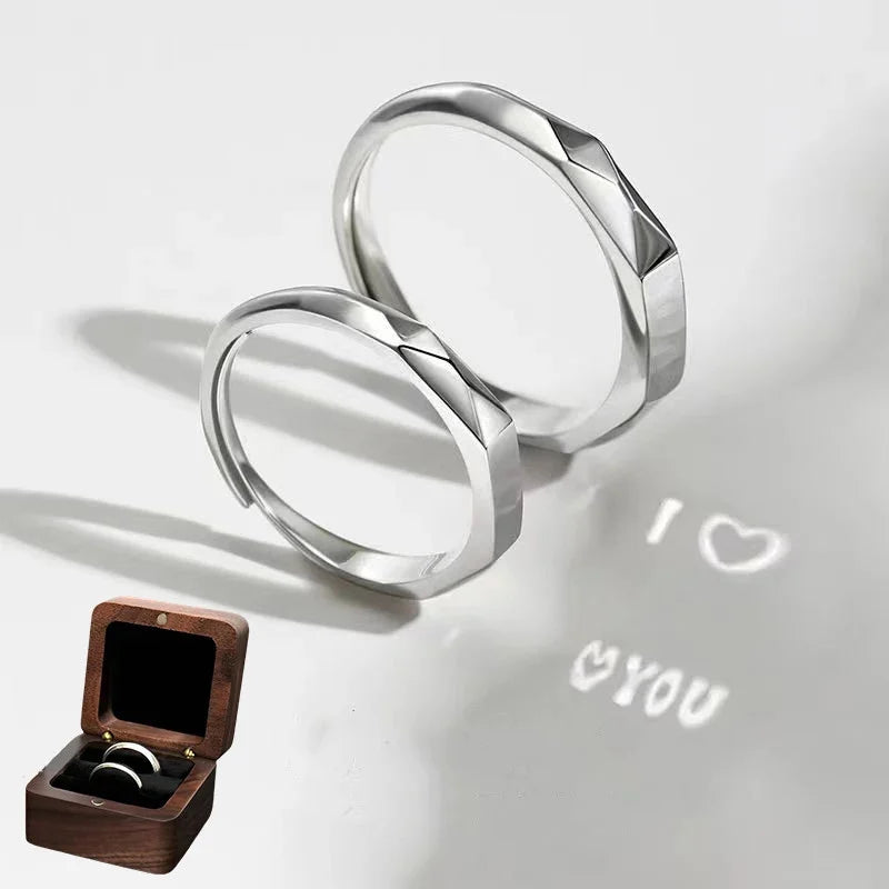 Couple Adjustable Light Sculpted Ring