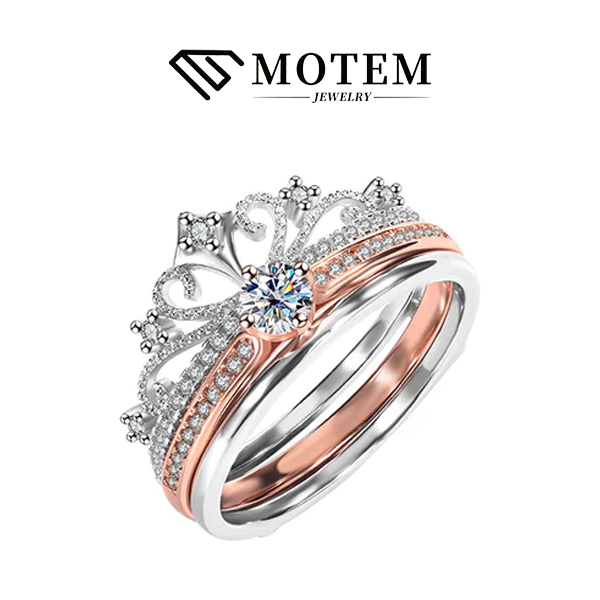 【R6 Crown 2pcs】 925 Sterling Silver Moissanite Rings - MOTEMCO