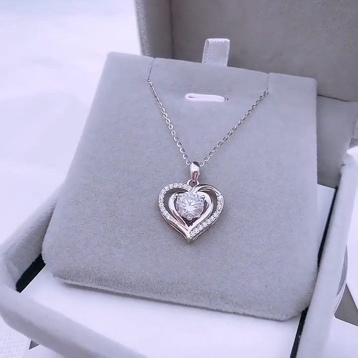 【N19 Heart Love】 925 Sterling Silver Moissanite Necklace - MOTEMCO