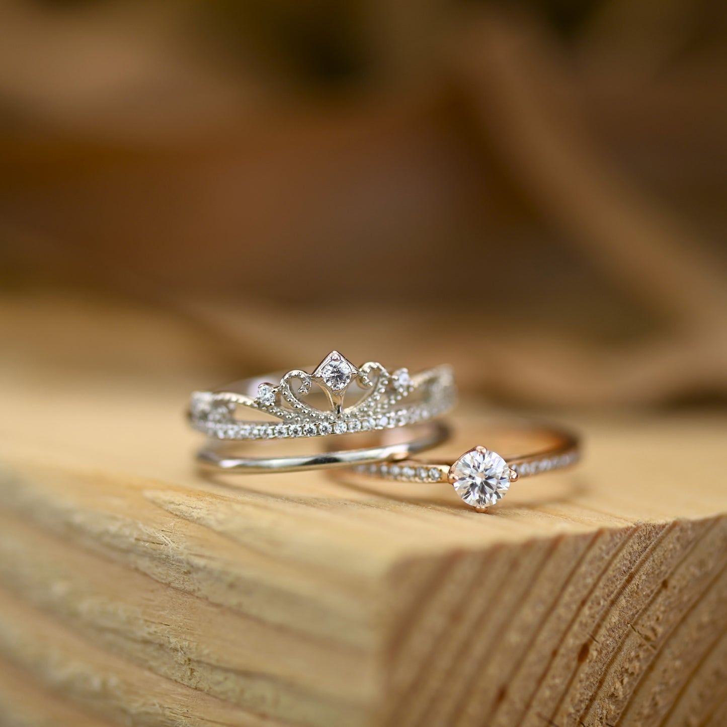 【R6 Crown 2pcs】 925 Sterling Silver Moissanite Rings - MOTEMCO