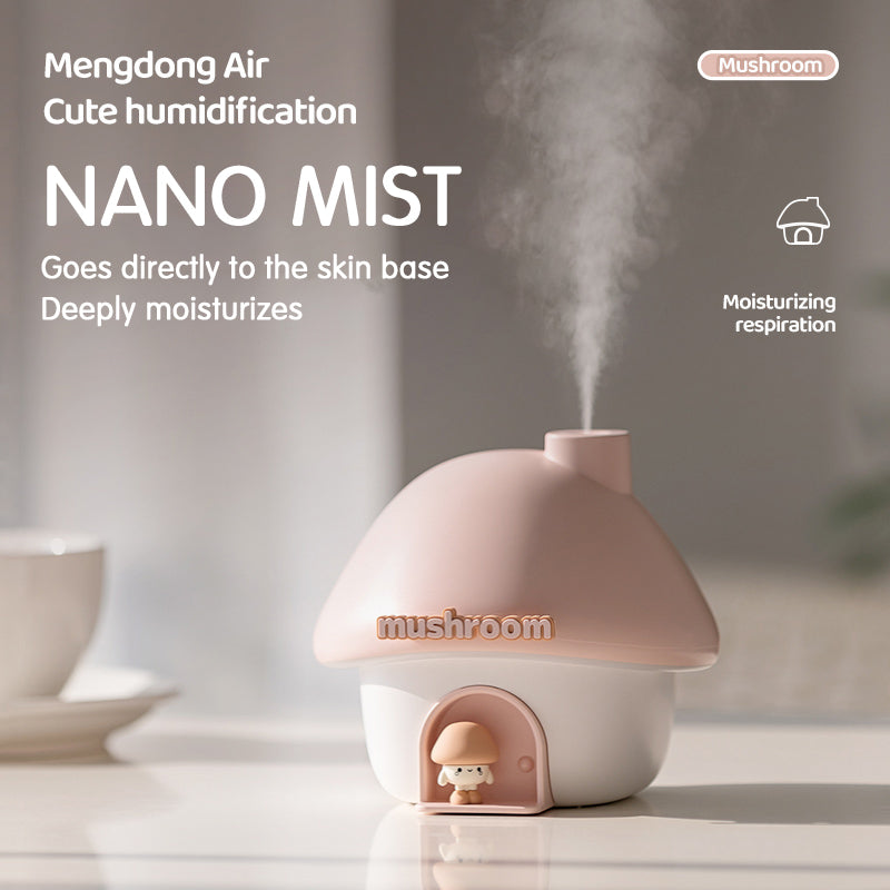 Mushroom House Humidifier with 7-Color Sunset Lamp