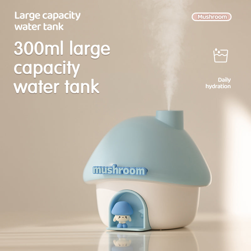 Mushroom House Humidifier with 7-Color Sunset Lamp