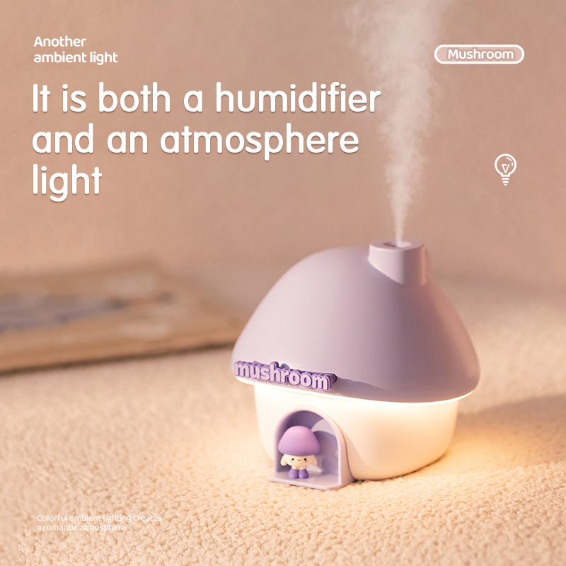 Mushroom House Humidifier with 7-Color Sunset Lamp