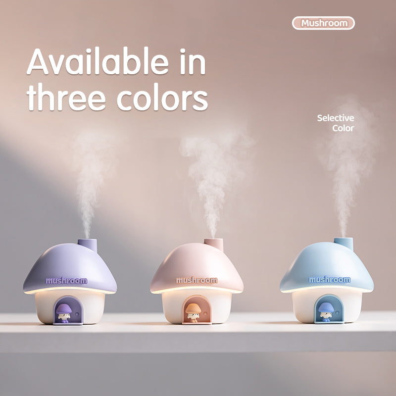 Mushroom House Humidifier with 7-Color Sunset Lamp