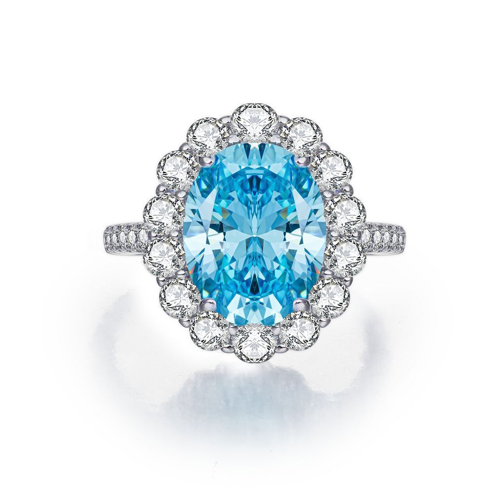 Blue High Carbon Diamond Rings in 925 Sterling Silver