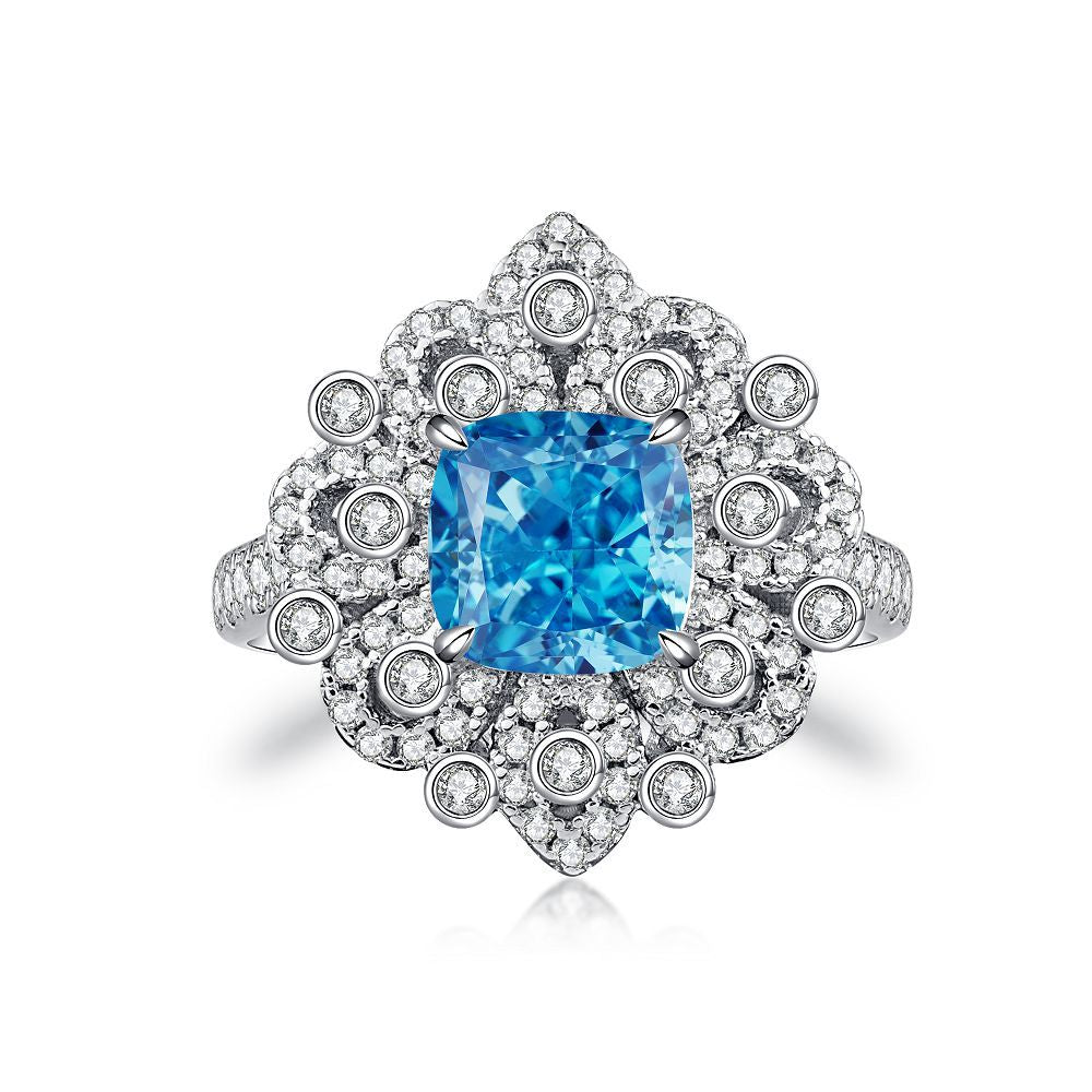 Blue High Carbon Diamond Rings in 925 Sterling Silver