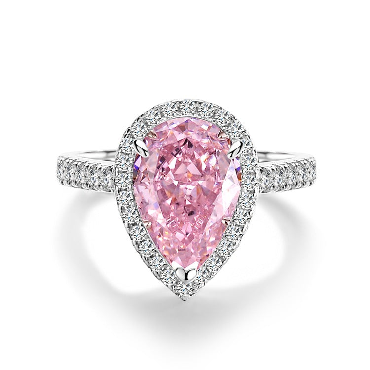 Pink High Carbon Diamond Rings in 925 Sterling Silver