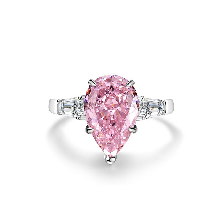 Pink High Carbon Diamond Rings in 925 Sterling Silver
