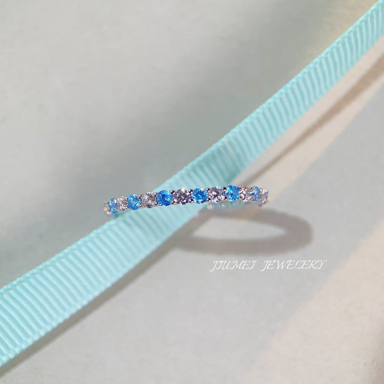 Blue High Carbon Diamond Rings in 925 Sterling Silver