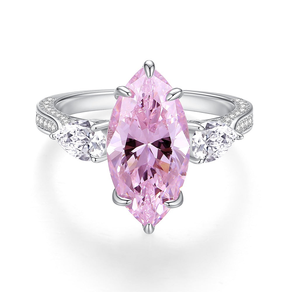 Pink High Carbon Diamond Rings in 925 Sterling Silver