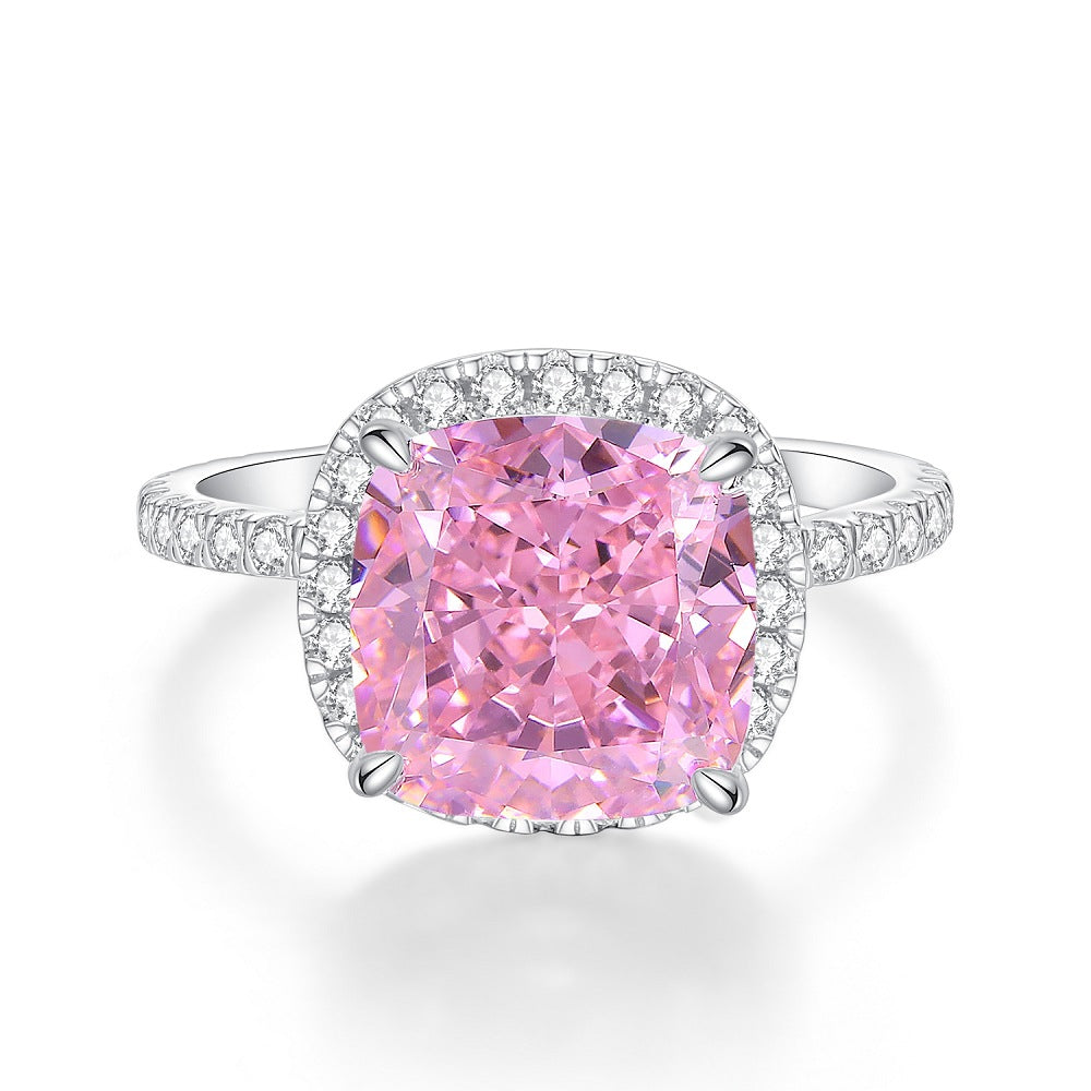 Pink High Carbon Diamond Rings in 925 Sterling Silver