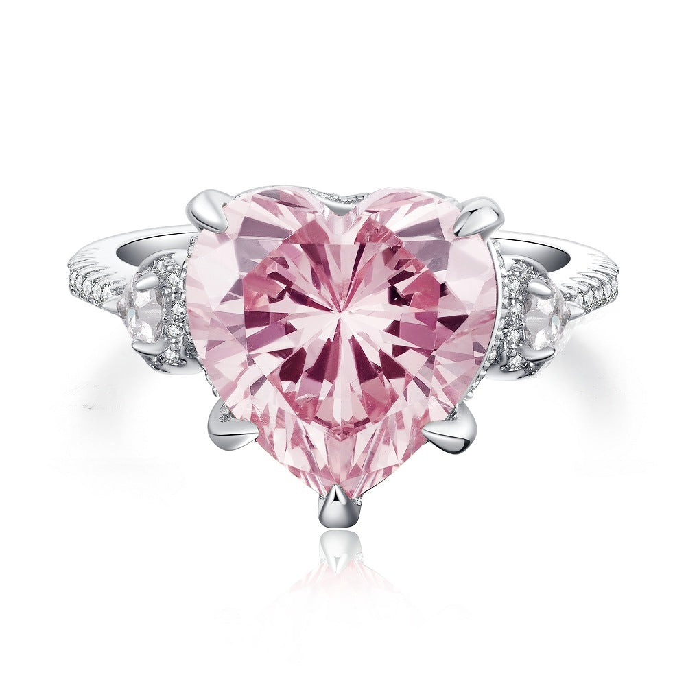 Pink High Carbon Diamond Rings in 925 Sterling Silver