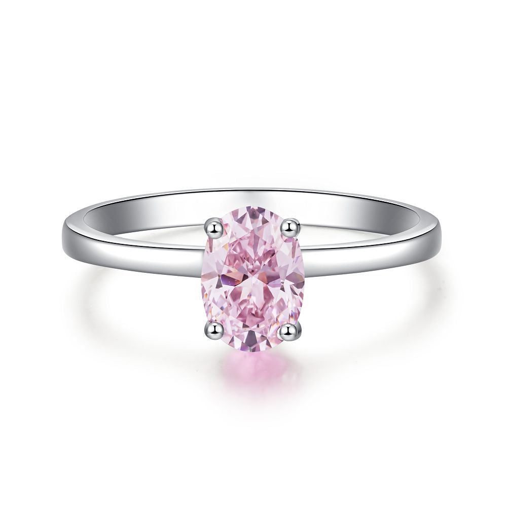 Pink High Carbon Diamond Rings in 925 Sterling Silver