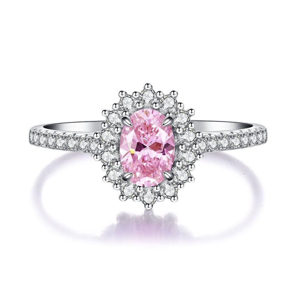 Pink High Carbon Diamond Rings in 925 Sterling Silver