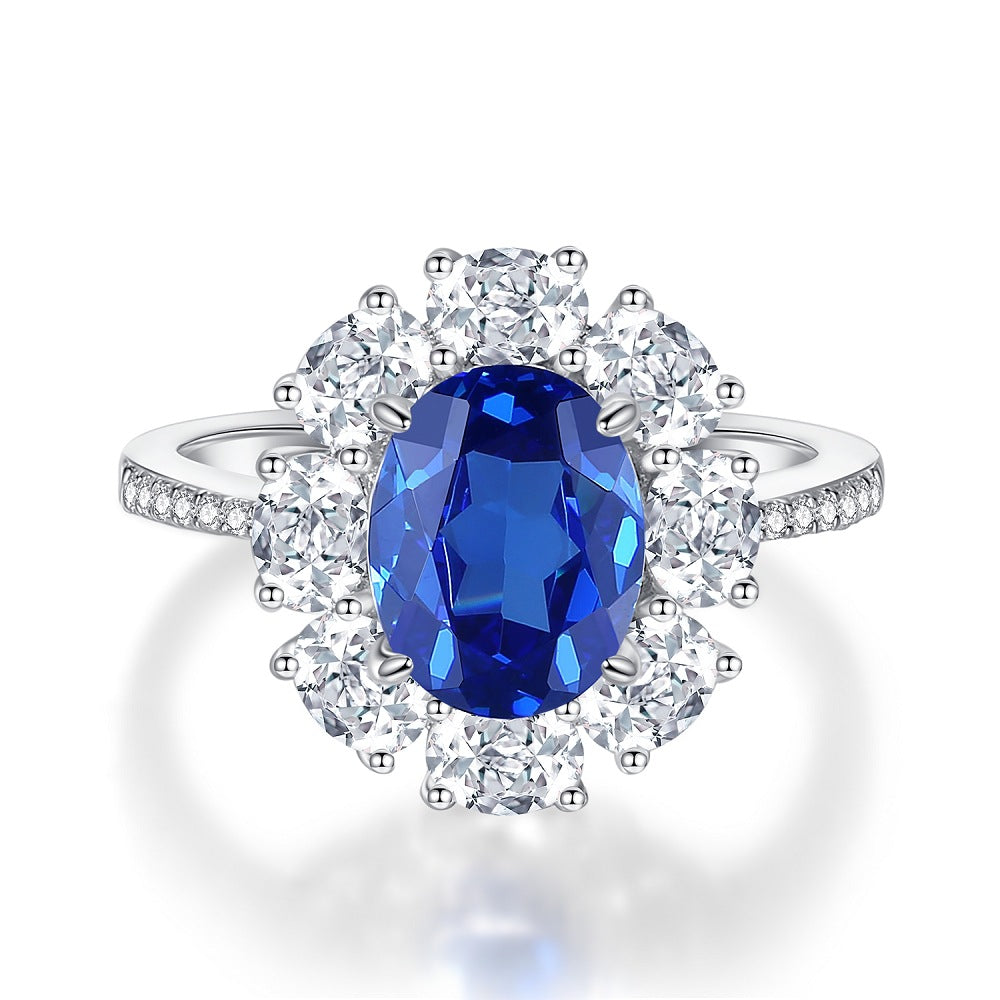 Blue High Carbon Diamond Rings in 925 Sterling Silver