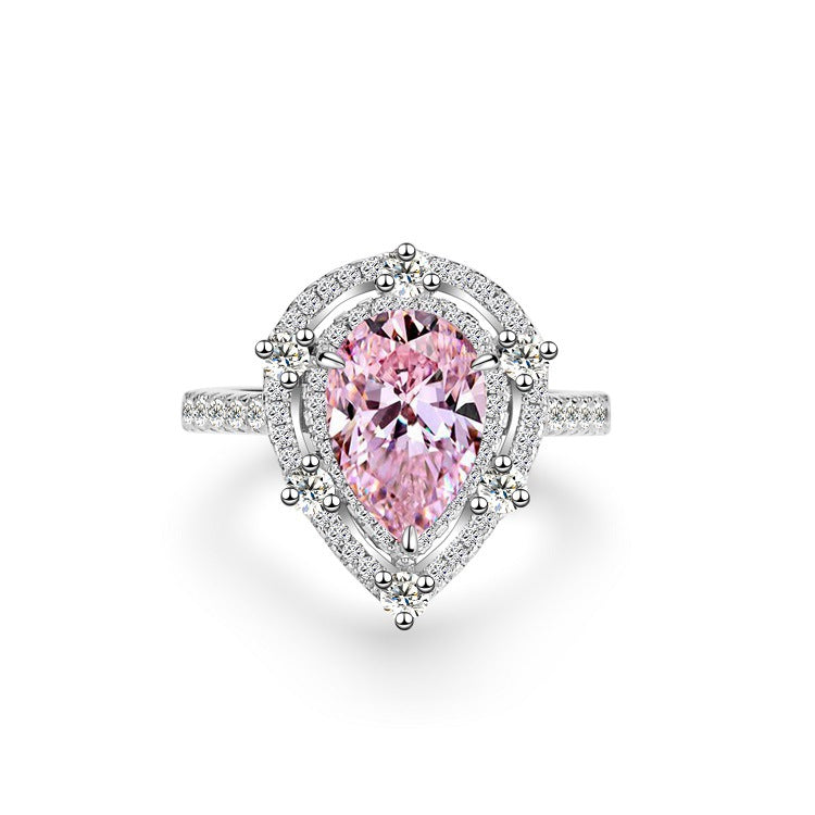 Pink High Carbon Diamond Rings in 925 Sterling Silver