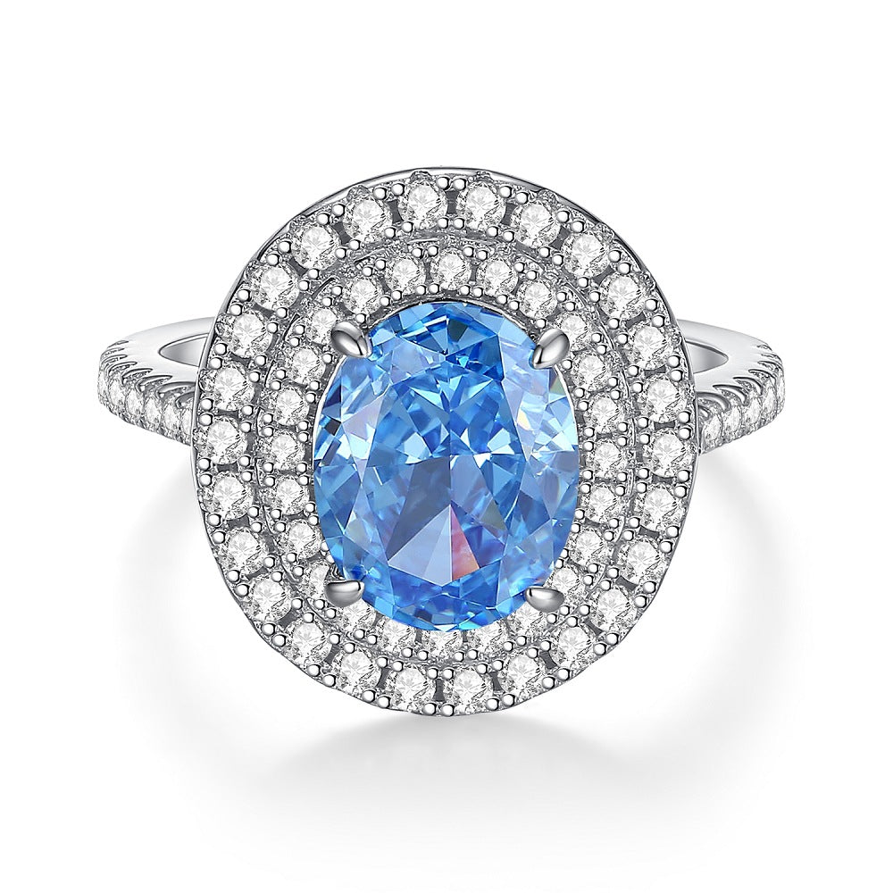Blue High Carbon Diamond Rings in 925 Sterling Silver