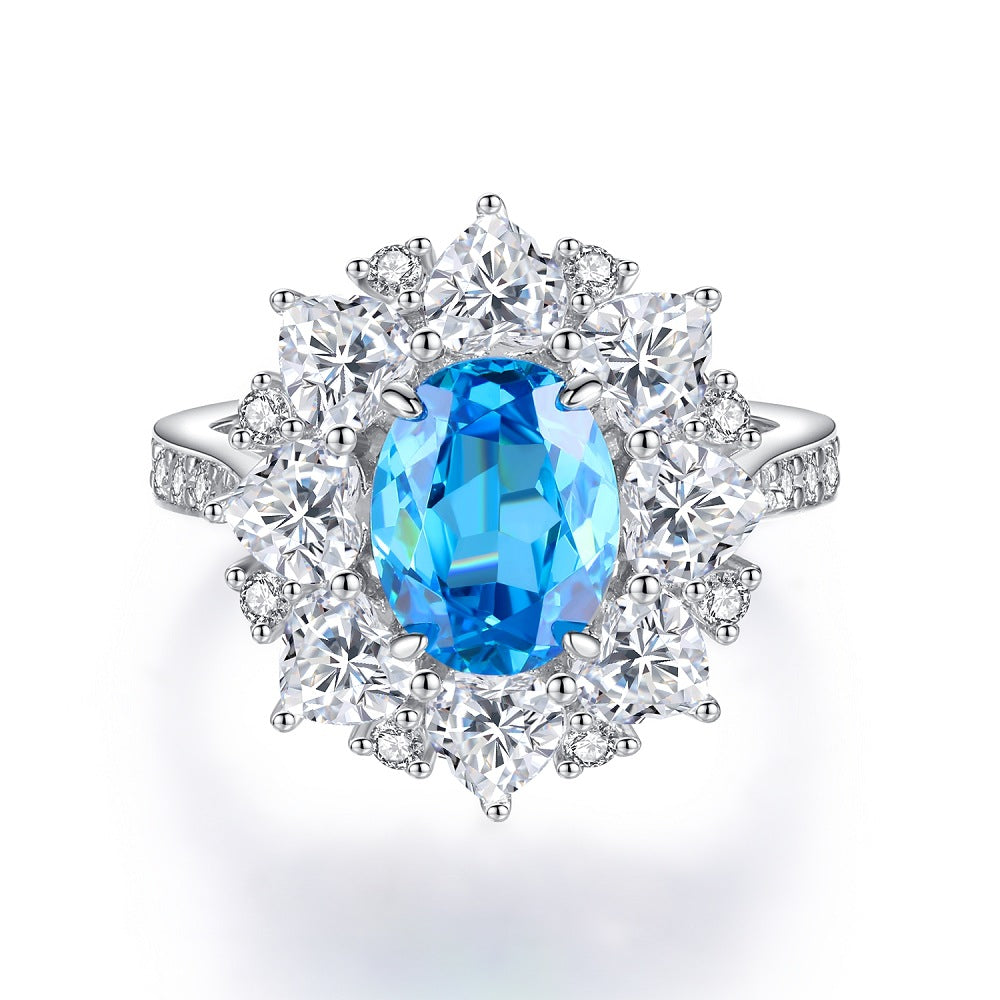 Blue High Carbon Diamond Rings in 925 Sterling Silver