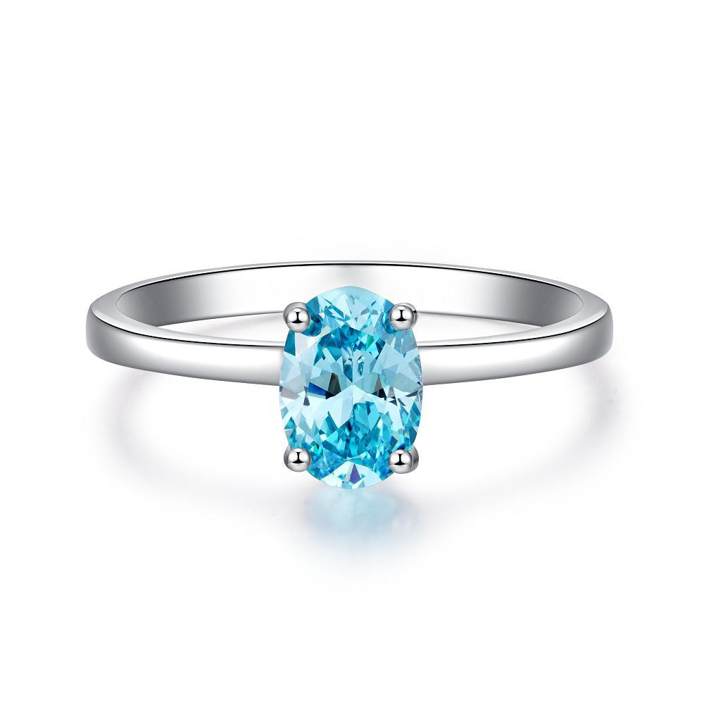 Blue High Carbon Diamond Rings in 925 Sterling Silver