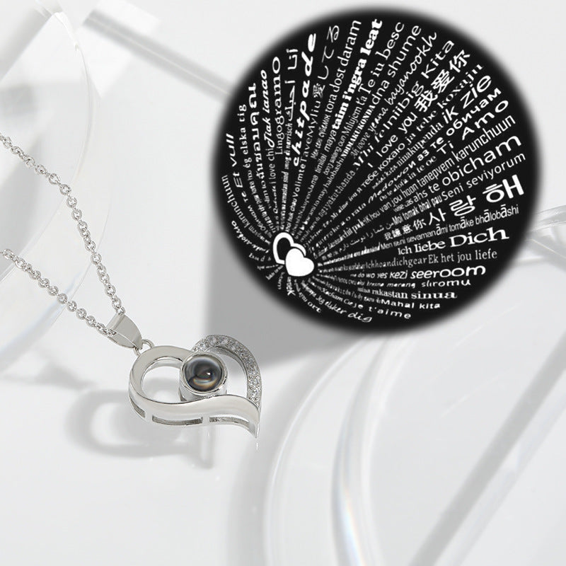 "I Love You in 100 Language" Necklace with Luxurious Rose Gift Box