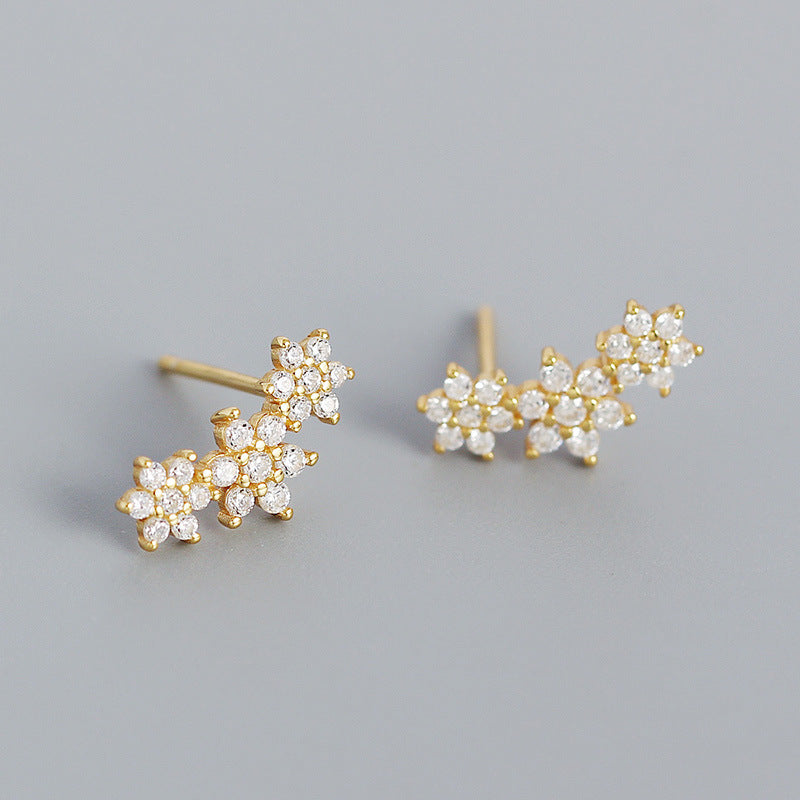 【SilverE9 Snowflake】 925 Sterling Silver Stud Earrings
