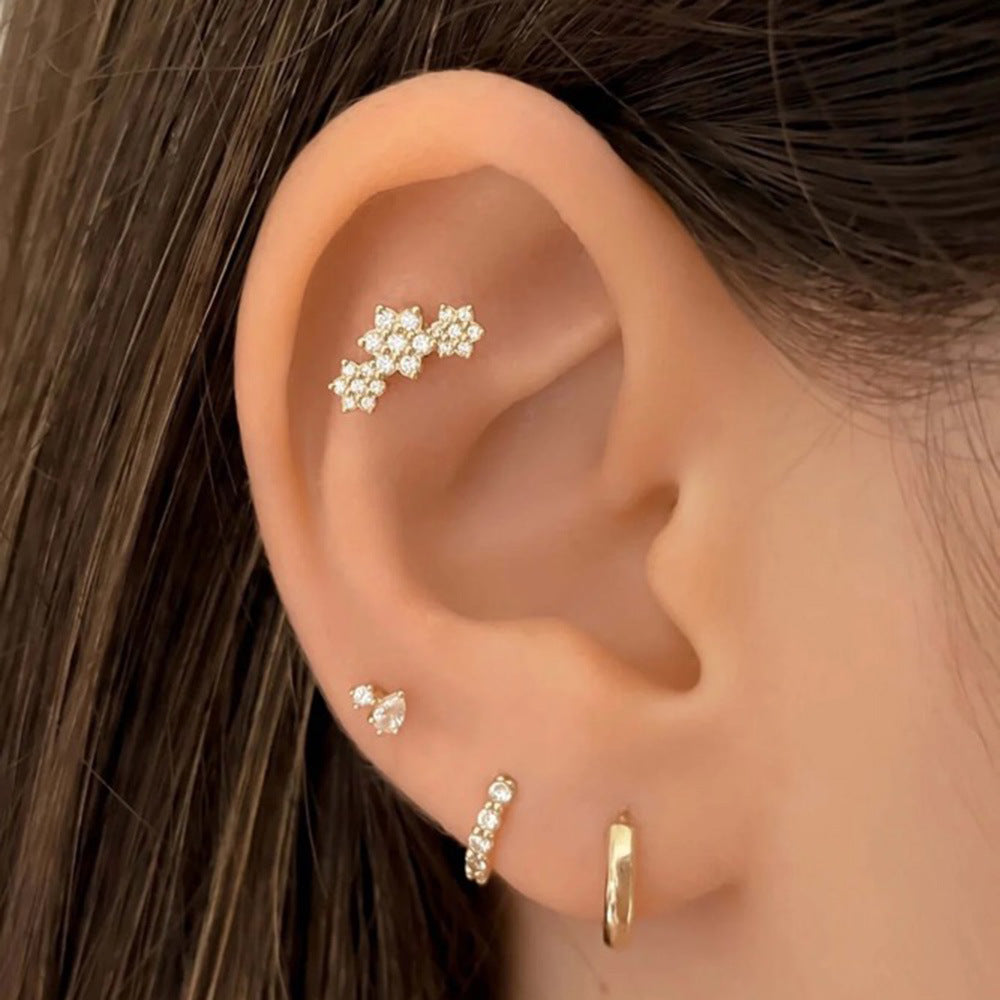 【SilverE9 Snowflake】 925 Sterling Silver Stud Earrings