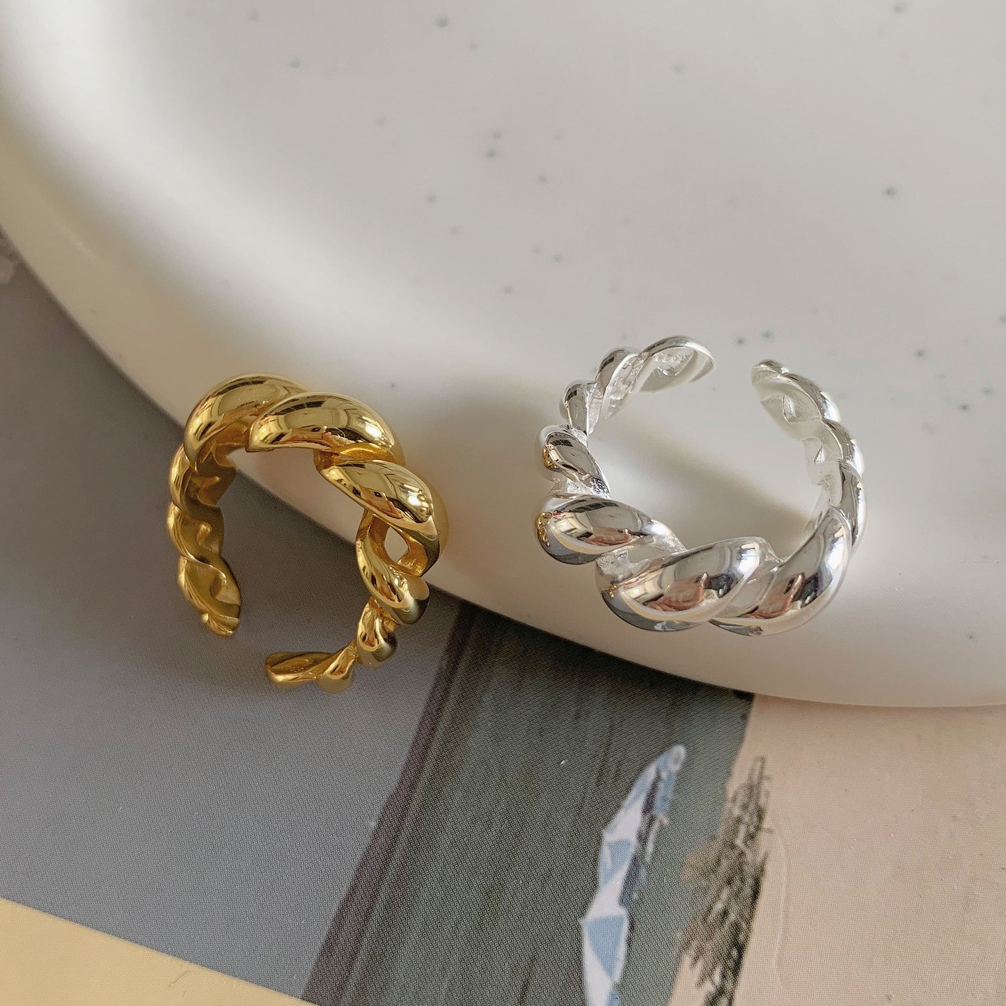 【SilverR6 Geometric Lines】 925 Sterling Silver Rings