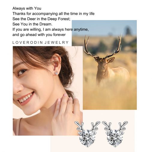 【E7 Elk】 925 Sterling Silver Moissanite Stud Earrings - MOTEMCO