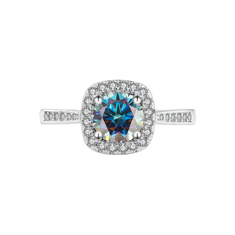 【R2 Square】 925 Sterling Silver Moissanite Rings - MOTEMCO