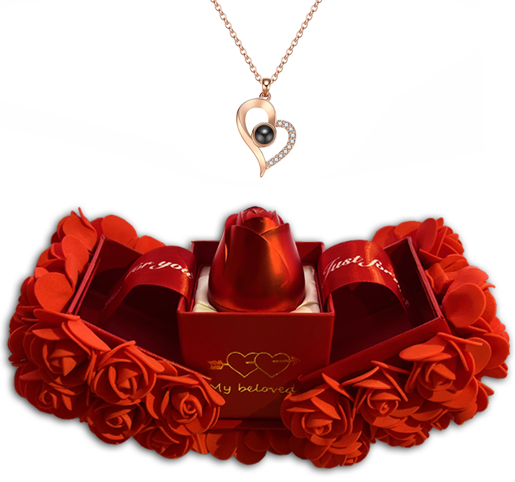 "I Love You in 100 Language" Necklace with Luxurious Rose Gift Box
