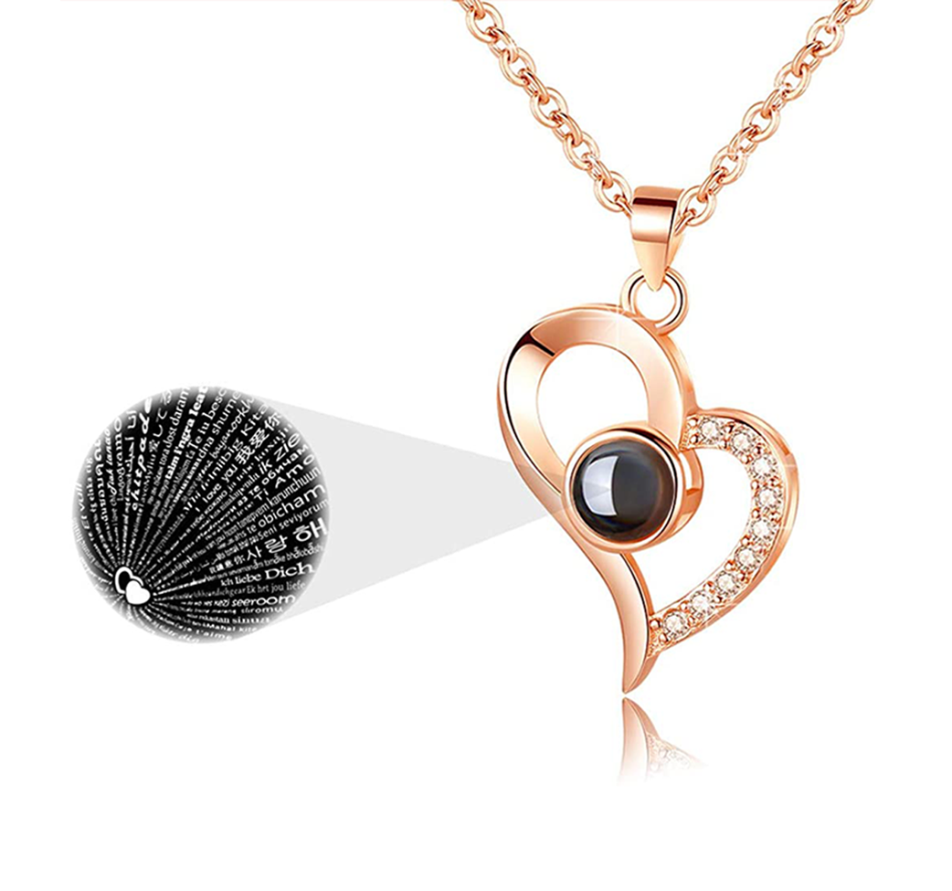 "I Love You in 100 Language" Necklace with Luxurious Rose Gift Box