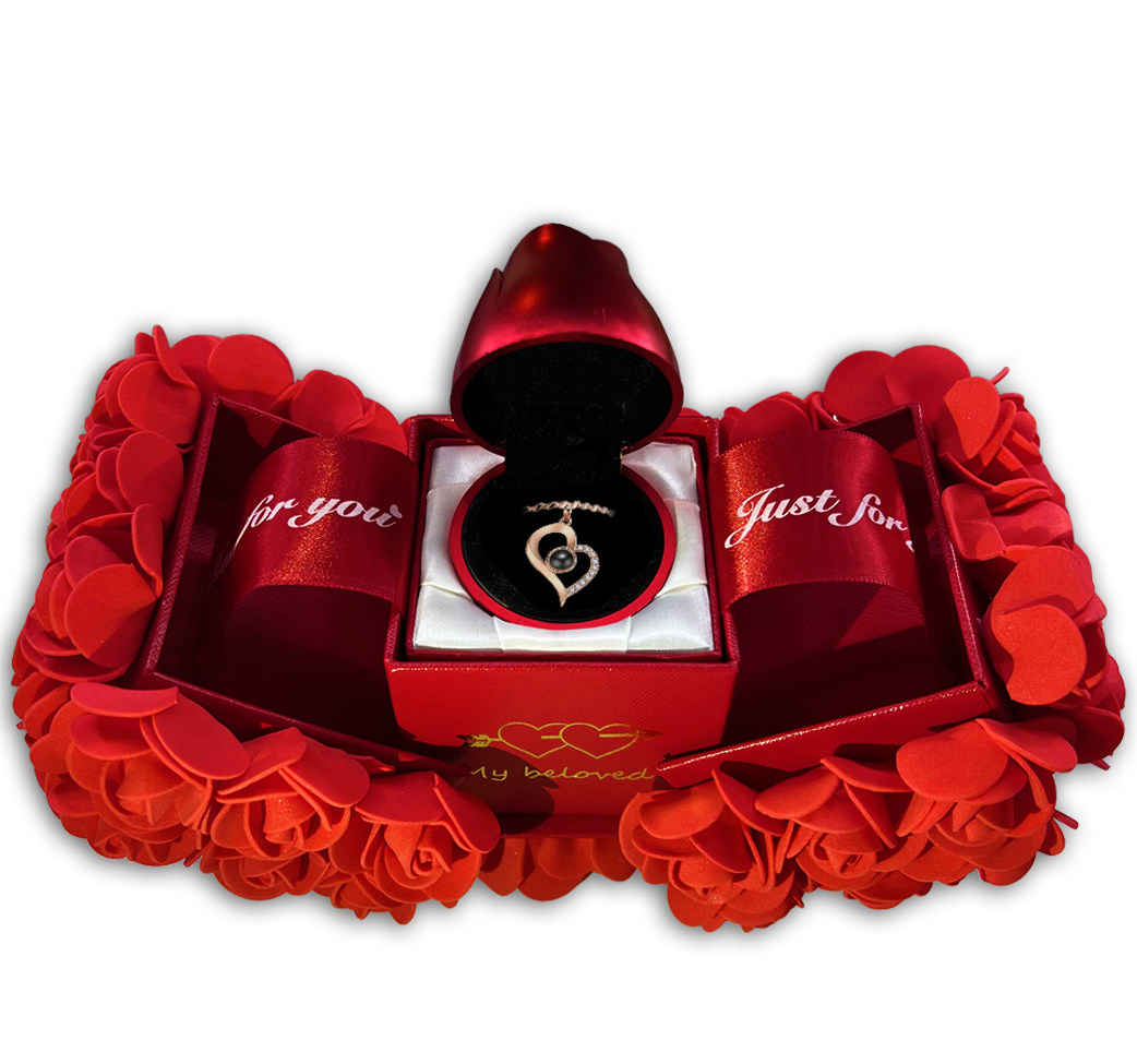 "I Love You in 100 Language" Necklace with Luxurious Rose Gift Box