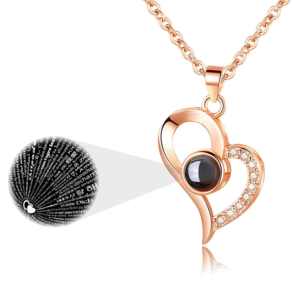 "I Love You in 100 Languages" Heart Necklace with Bear Box