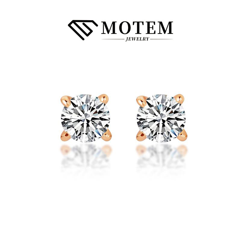【E2 Classic】 925 Sterling Silver Moissanite Stud Earrings - MOTEMCO