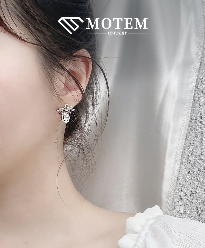 【E6 Bow-knot】 925 Sterling Silver Moissanite Stud Earrings - MOTEMCO