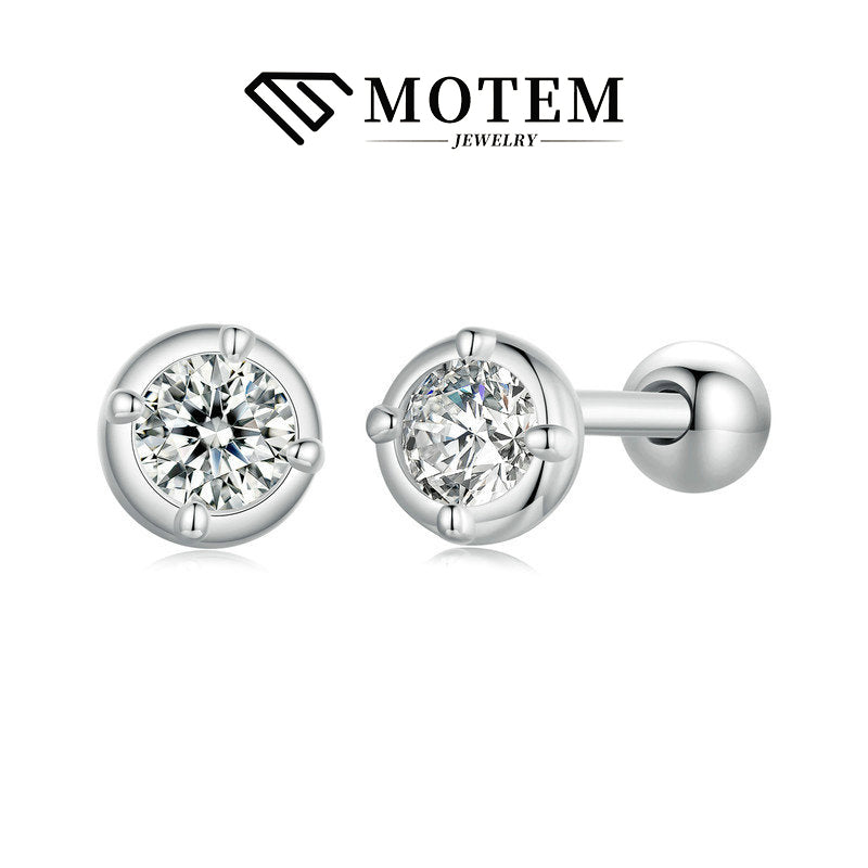 【E9】 925 Sterling Silver Moissanite Stud Earrings - MOTEMCO