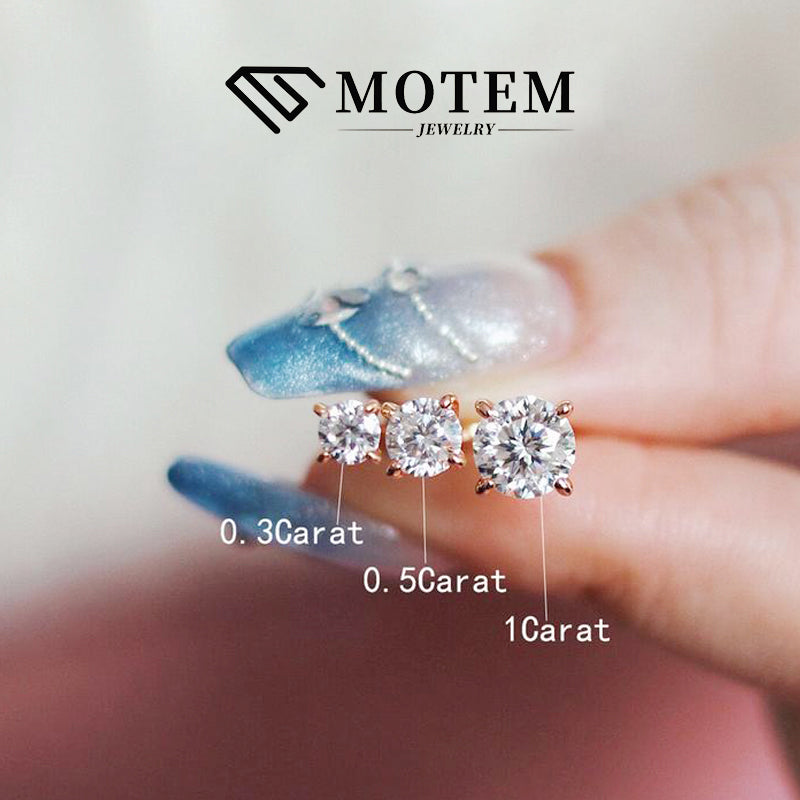 【E2 Classic】 925 Sterling Silver Moissanite Stud Earrings - MOTEMCO