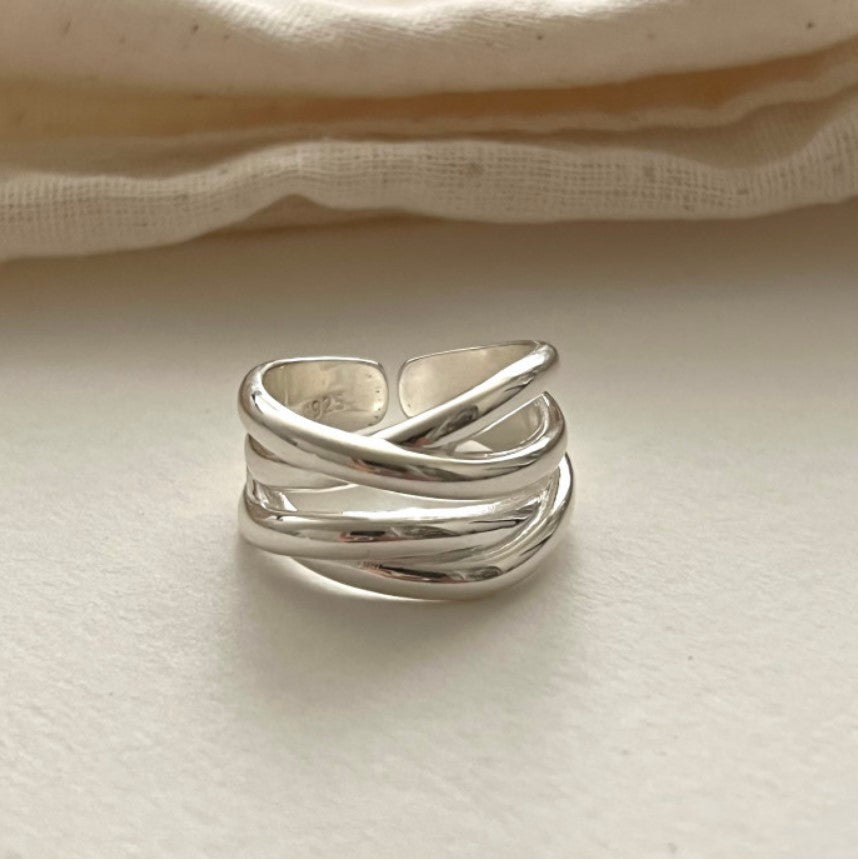【SilverR7 Geometric Lines】 925 Sterling Silver Rings