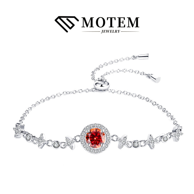 【B9 Stars and Moon】 925 Sterling Silver Moissanite Bracelet - MOTEMCO
