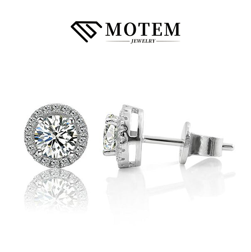 【E3】 925 Sterling Silver Moissanite Stud Earrings - MOTEMCO