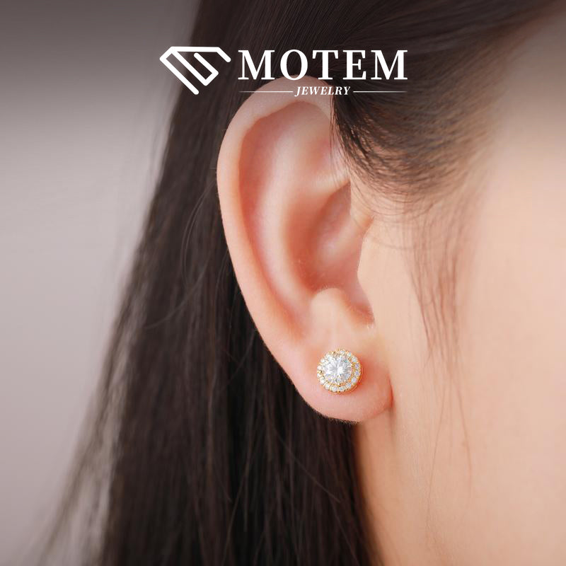 【E8】 925 Sterling Silver Moissanite Stud Earrings - MOTEMCO
