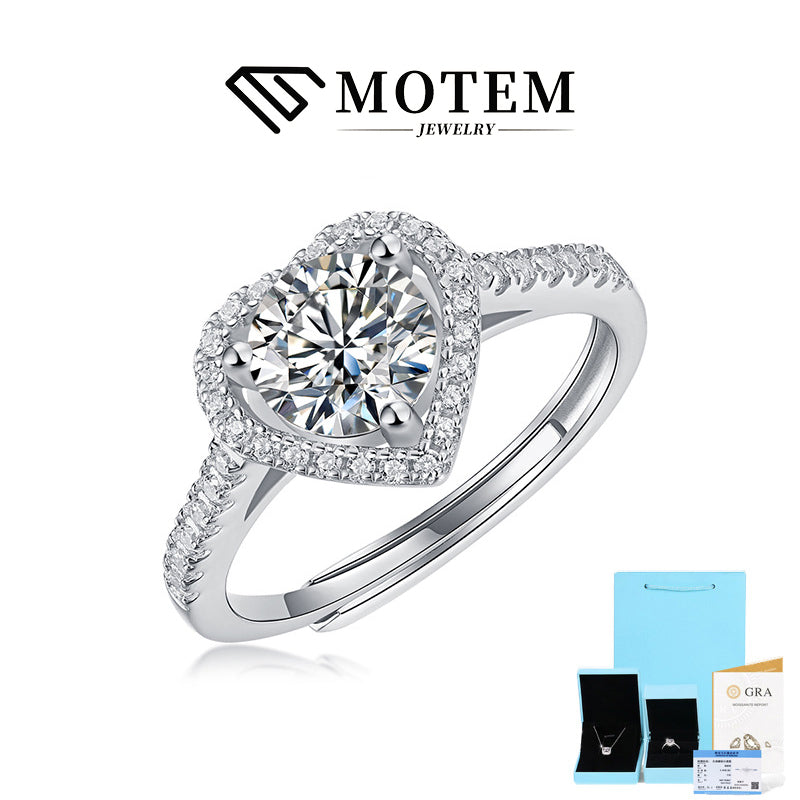 【R17 Heart Love】 925 Sterling Silver Moissanite Rings - MOTEMCO