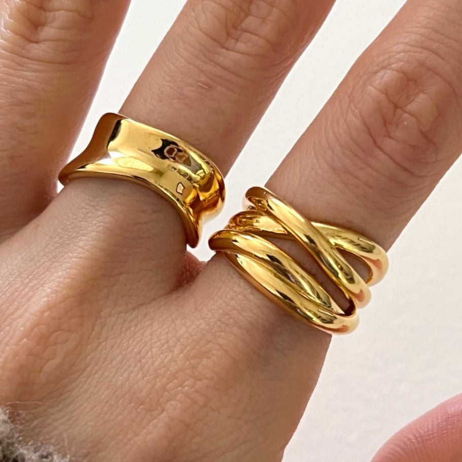 【SilverR7 Geometric Lines】 925 Sterling Silver Rings