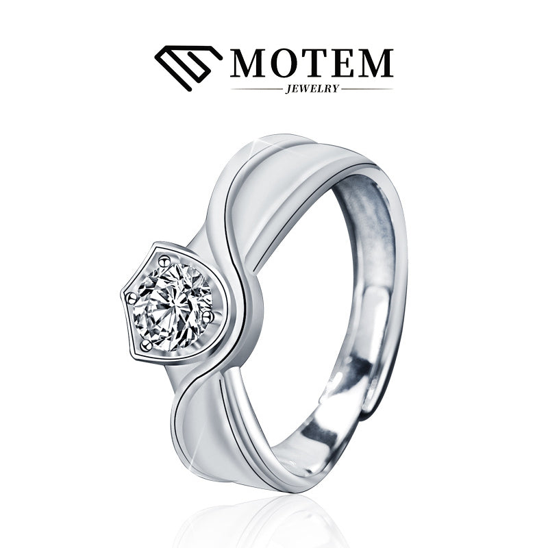【R13 Princess & Knight】 925 Sterling Silver Moissanite Rings Couple Set - MOTEMCO