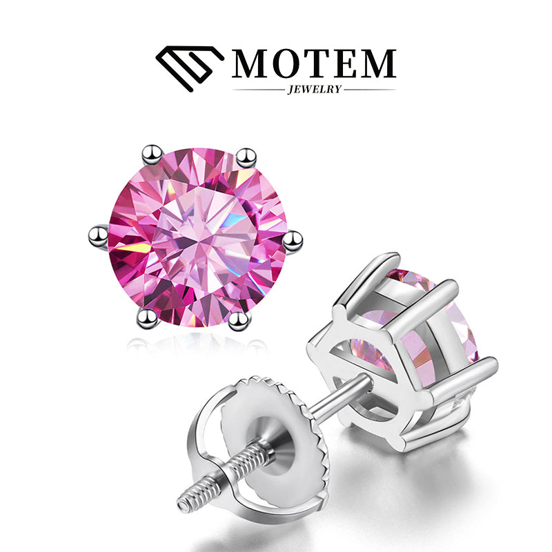 【E4】 925 Sterling Silver Moissanite Stud Earrings - MOTEMCO