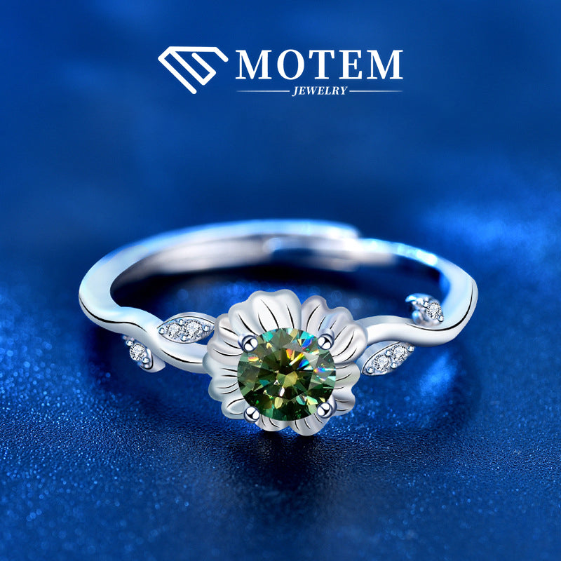 【R15 Sunflower】 925 Sterling Silver Moissanite Rings - MOTEMCO