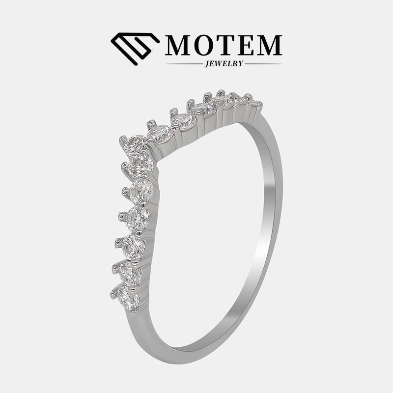【R3 V-shaped】 925 Sterling Silver Moissanite Rings - MOTEMCO