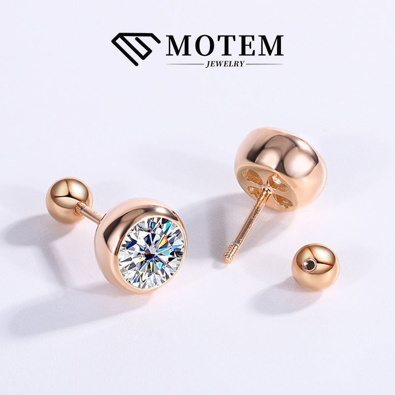 【E11】 925 Sterling Silver Moissanite Stud Earrings - MOTEMCO