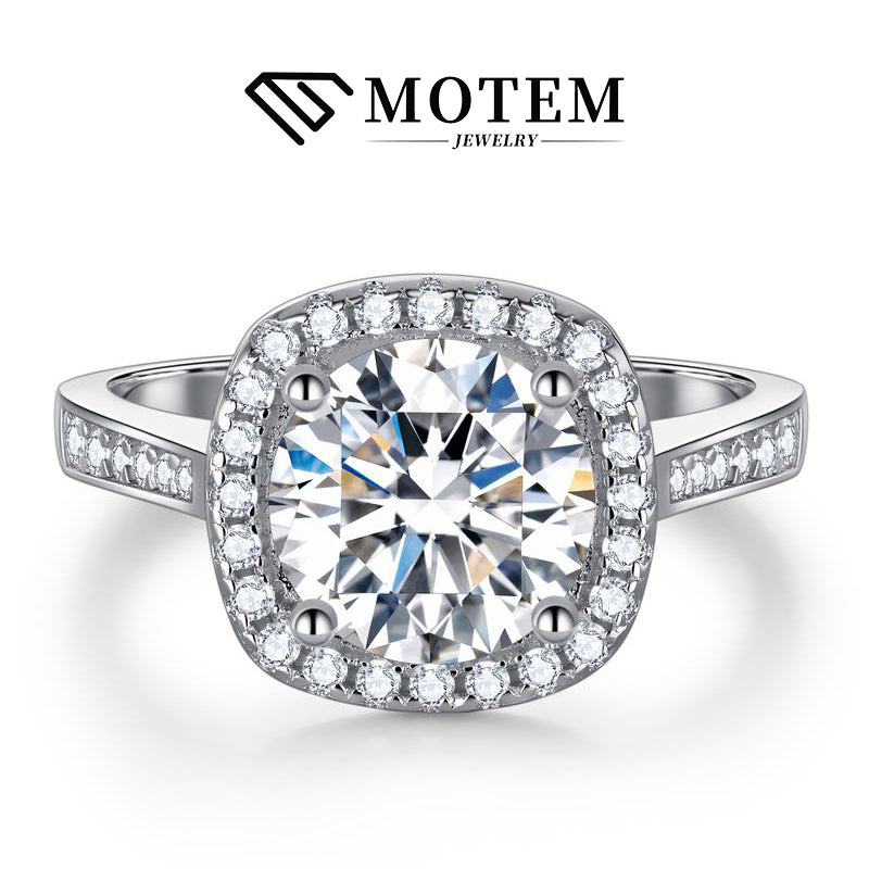 【R2 Square】 925 Sterling Silver Moissanite Rings - MOTEMCO
