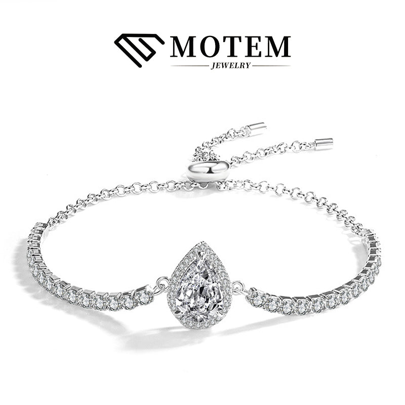 【B10 Water Drop】 925 Sterling Silver Moissanite Bracelet - MOTEMCO